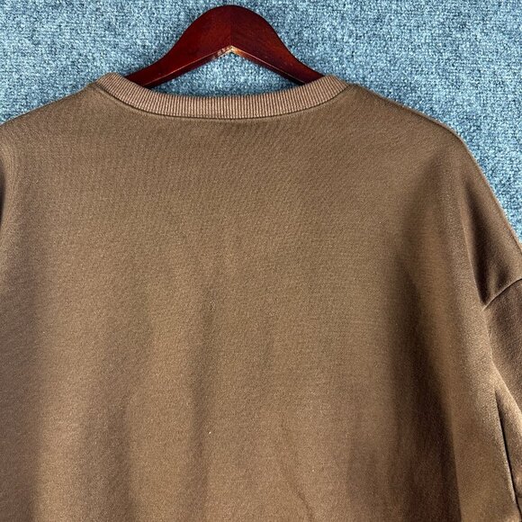 Sweatshirt Womens XLNew York USA Smiley Face Brown Cotton Blend Rib Hem Cuffs - Picture 7 of 9
